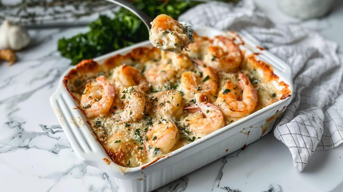 Creamy Garlic Parmesan Shrimp Bake (Quick and Delicious Dinner)